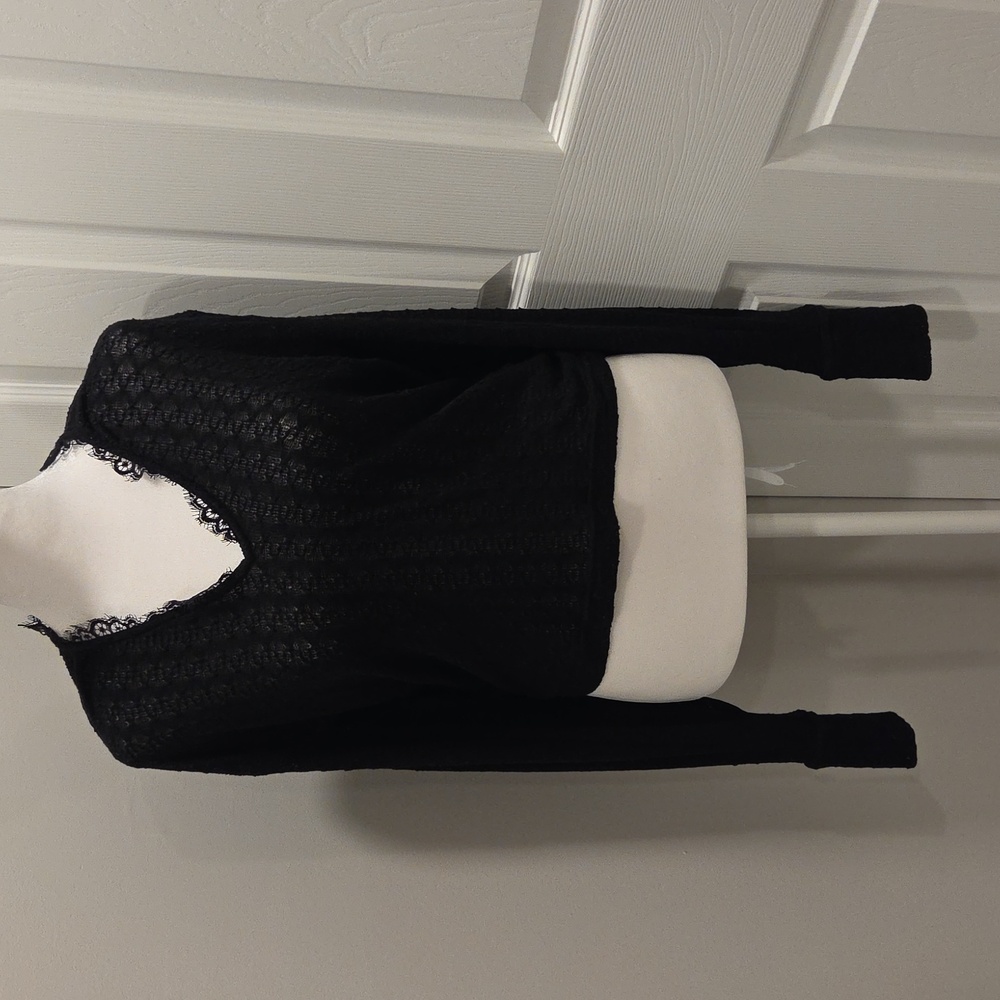 Free People Black Lace Knit Top
